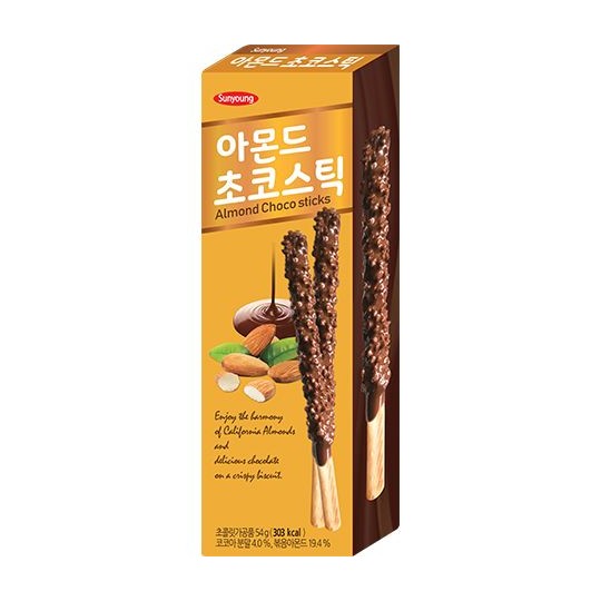 Biscuiți sticks cu migdale și ciocolată – Sunyoung (54g)